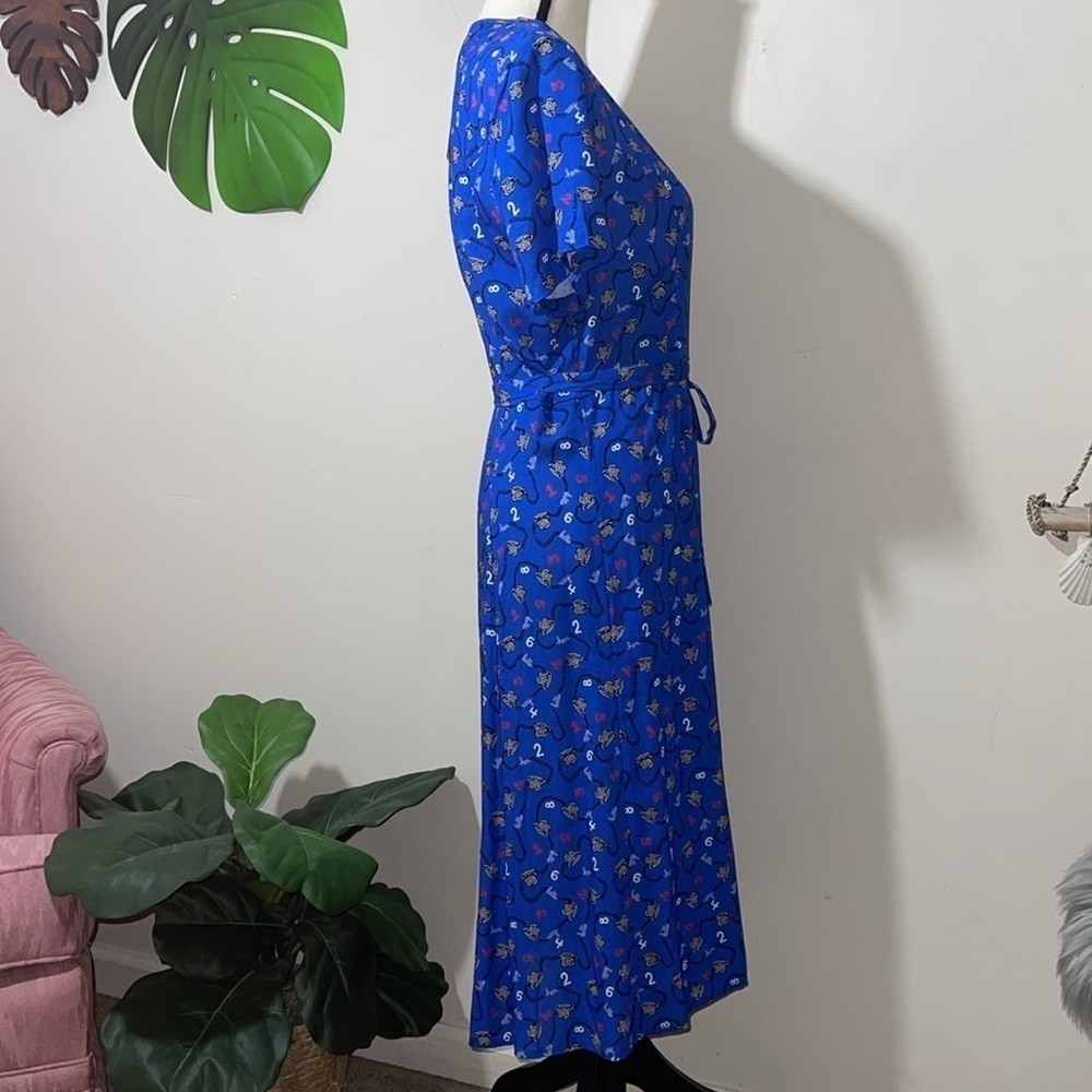 Rare Hvn Rosemary Short Sleeve Tie Waist Dress In Blue Telephone Size 8 — image 6 of 8